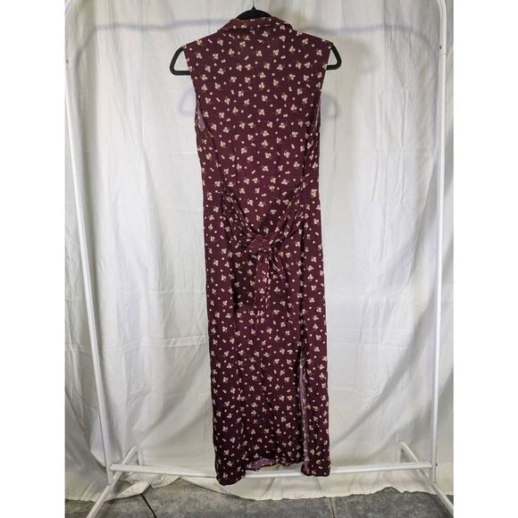Emma & Michele Burgundy /Floral 1/2 Button Sleeveless Maxi Dress Women's Size M - Picture 2 of 5
